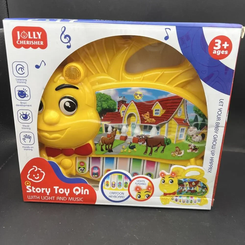Story Toy Qin Electric Organ Light & Music Animal Piano for Toddlers Interactive
